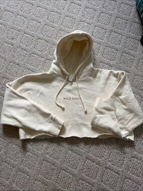 Cream Cropped Hoodie